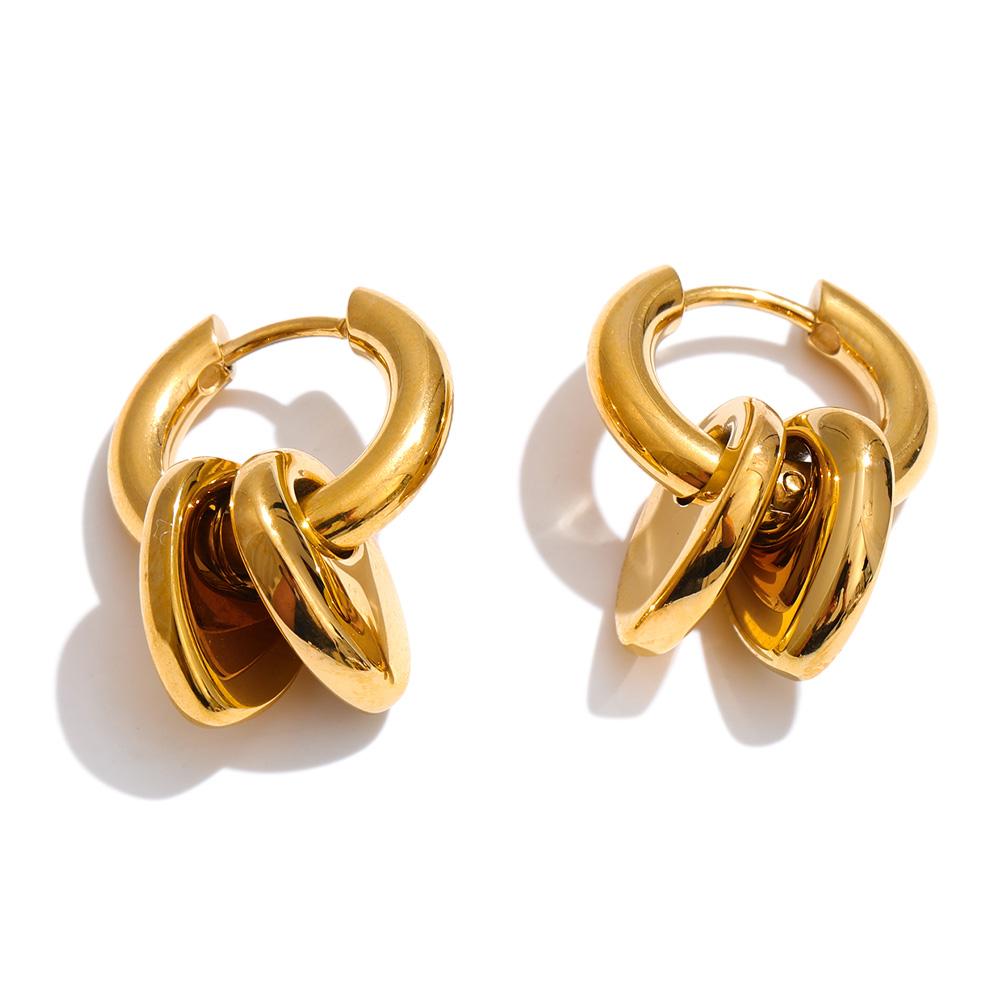 

Yhpup Daily Stainless Steel Double Heart Drop Hoop Earrings for Women Versatile Trending Charming Waterproof Jewelry Gift 2026