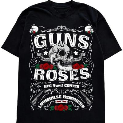 Guns N Roses Skull Rock Black Men's and Women's T-Shirt Cotton Printed Men's and Women's Summer Clothing T-Shirt