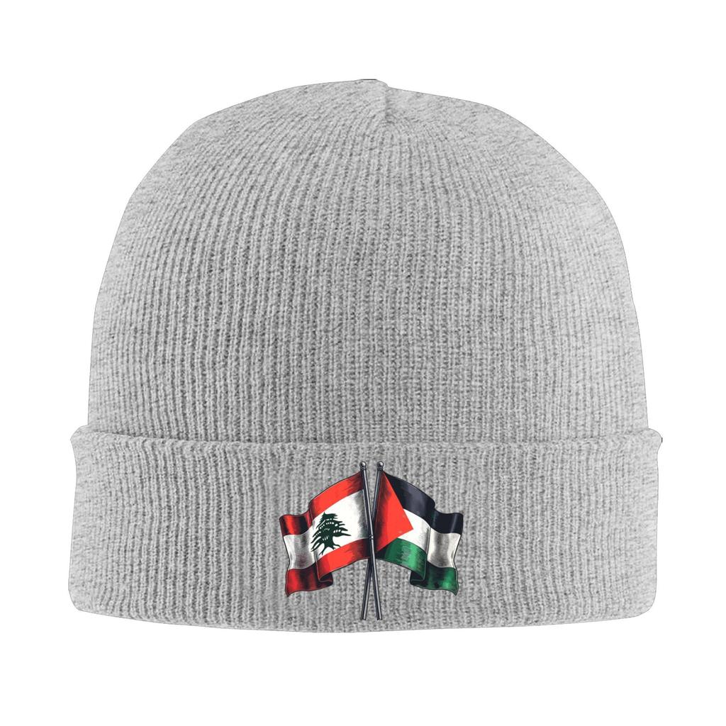 Palestined and Lebanon Flags Hats Autumn Winter Beanie Warm  Caps Female Male Acrylic Knitted Hat