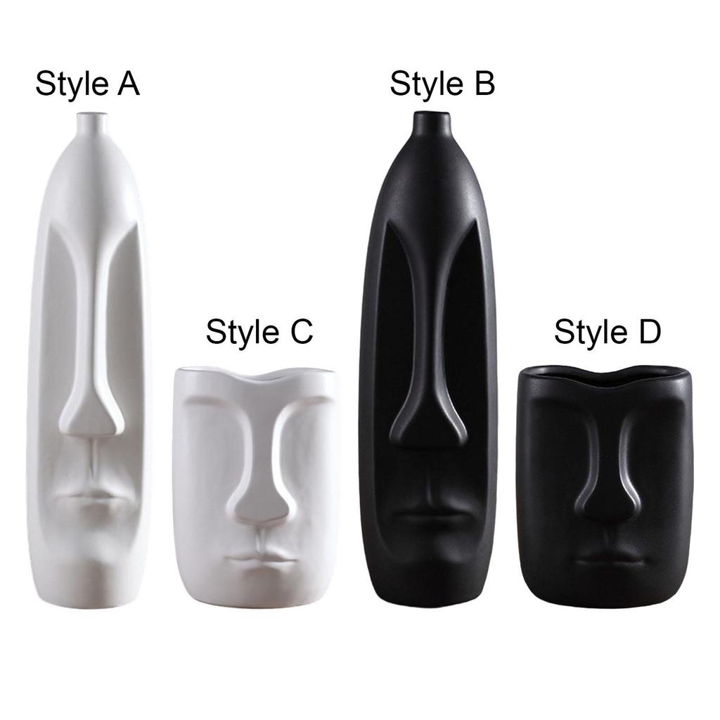 Elegant Human Face Flower Vase Modern Sculpture for Living Room Decor Style A