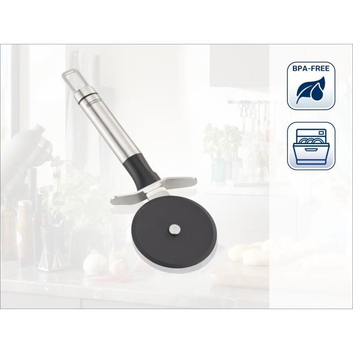 Pizzaskärare Leifheit ProLine 3128, pizzahjul i rostfritt stål med nylonhjul för repfri skärning, ovalt handtag