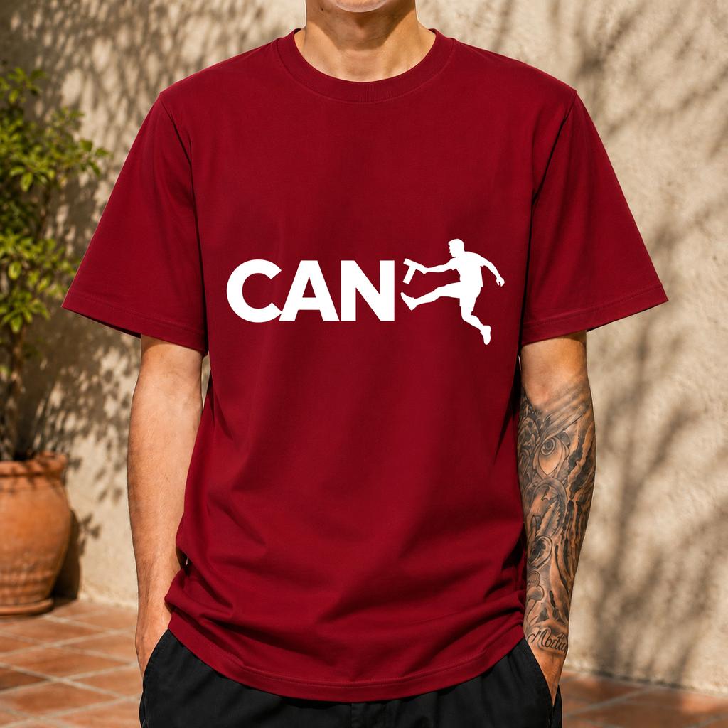 2026 New Pure Cotton Tshirt With Fun Kicking Alphabet Soccer Silhouette Simple Print Versatile Top Casual Short Sleeve