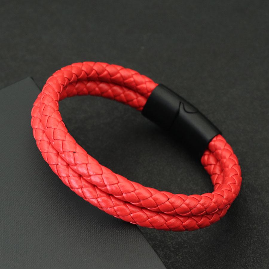 New Hiphop Mens Leather Bracelet Bangle Bilayer Detachable Magnet Buckle Leisure Pulseira Accessories Hombre Gift For Boyfriend