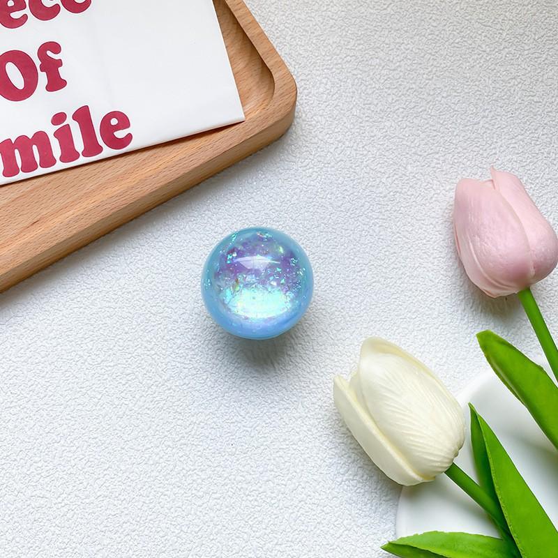 

Ins Style Adhesive Laser Fragment Crystal Ball Phone Holder With Retractable Airbag On Back Stable Portable Niche