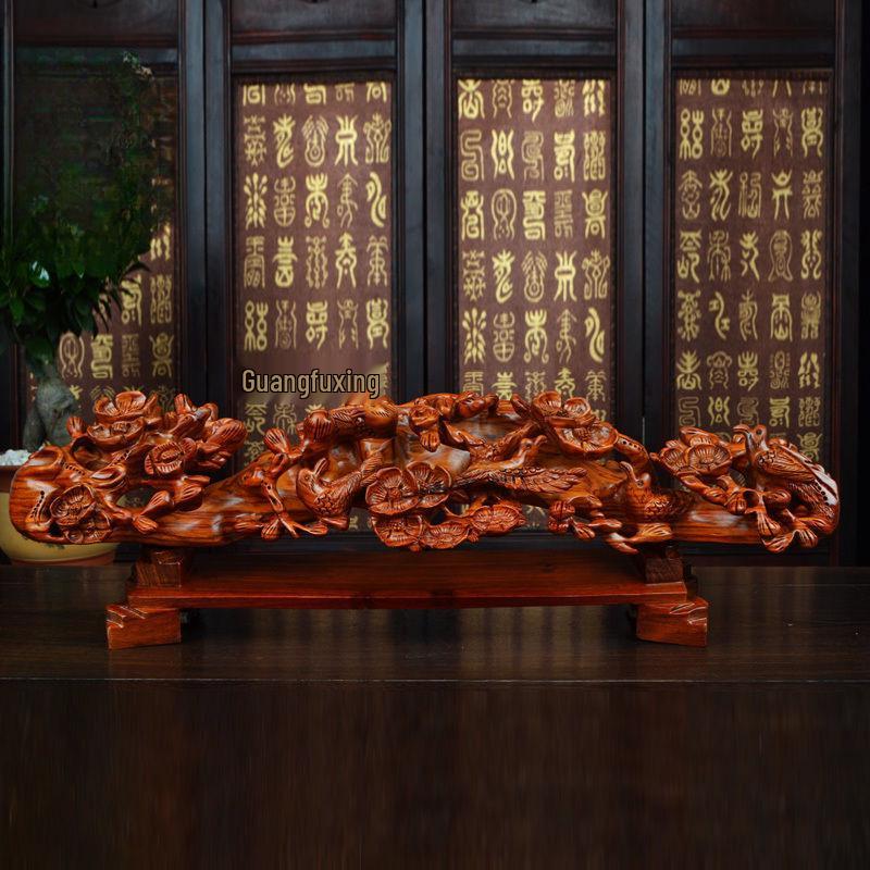 

Handcrafted Rosewood Ruyi Carving: Joyful Eyebrow Ornament for Office or Home - Ideal Housewarming Gift