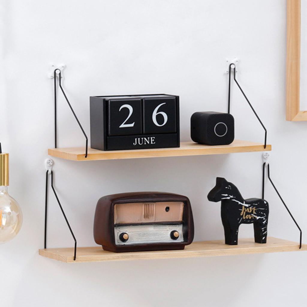 Floating Shelves Wall Mounted Wood Hanging Display Storage Beige S