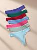 7 Stück Damen Strings Slips Baumwolle Gestreift Unterwäsche Sexy Unterhosen Einfarbiges Höschen Weiche G-Strings Damen Dessous Übergröße XS-XL