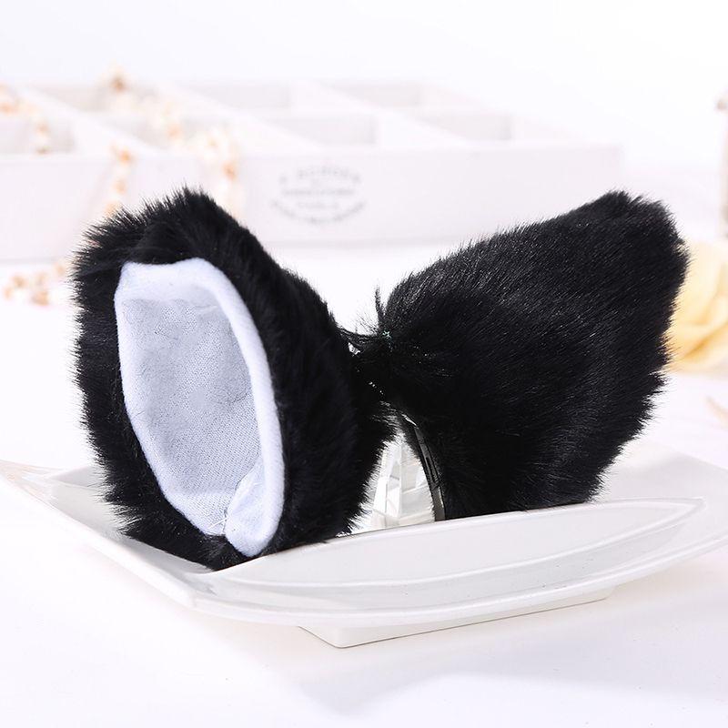 Luxurious Faux Fur Cat Fox Long Fur Ears Costume Hair Clip For Halloween Cosplay Parties