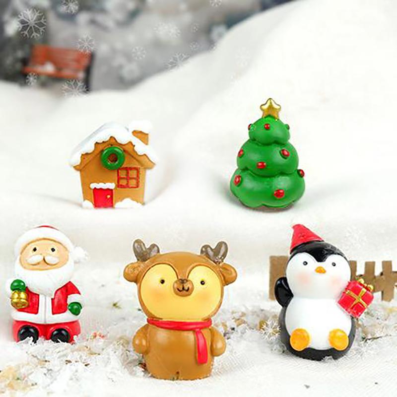 Cartoon Christmas Tree Snowman Santa Claus Micro Landscape Resin Decoration Ornaments Dollhouse Cute Gardening Accessories