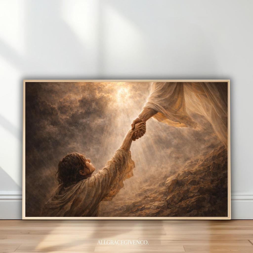Jesús extendiendo la mano Arte de pared fino Arte de curación por la fe Decoración cristiana emocional para el hogar Decoración de pared en lienzo Redención