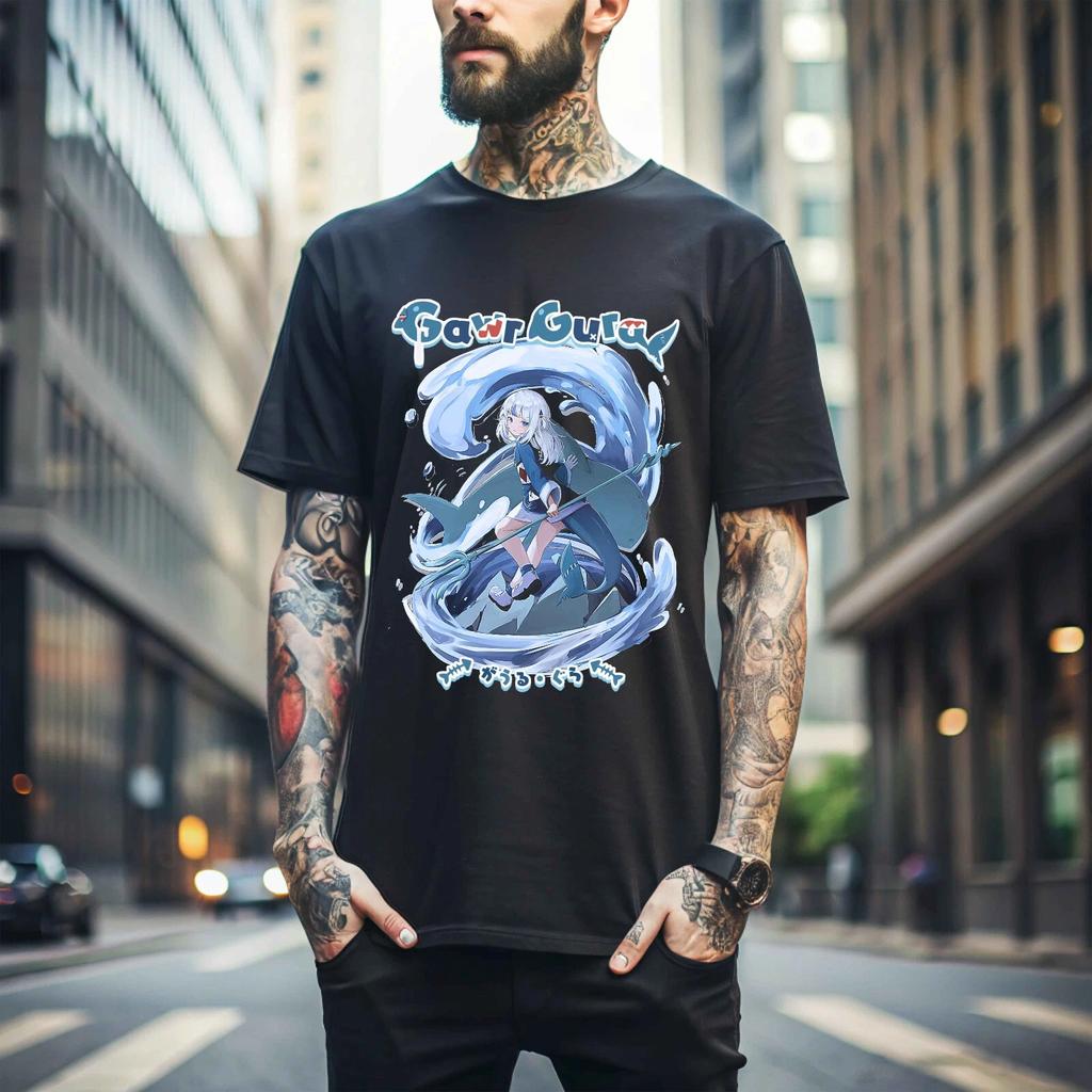 100% Cotton TOPS UNISEX TEES MENS WOMENS Ganyu Genshin Impact T-shirt Anime Girl Kawaii Black Shirt Short Sleeve Gift 205