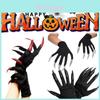 Halloween Witch Costume Glittery Red And Silver Finger Gloves For Spooky Celebrations
