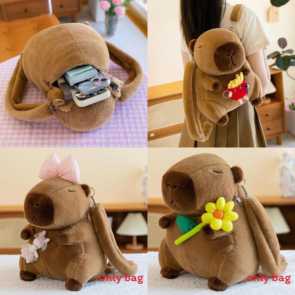 Cute Capybara Flower Burger French Fries Rabbit Decorative Plush Backpack For Girls And Kids