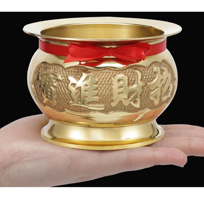 Antiqued Brass Incenses Burners Offering Bowl Worship Incenses Stick Holder for Meditations Chinese Temple Censers