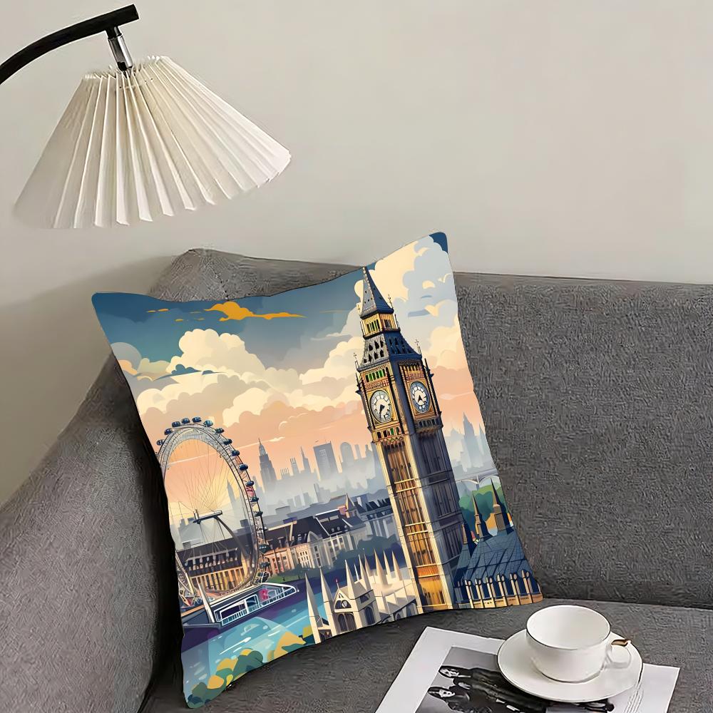 London Fashion Cushion Cover Pillowcase Ultra Soft Skin Friendly Fabric Cloud Like Comfort  Concealed Zipper