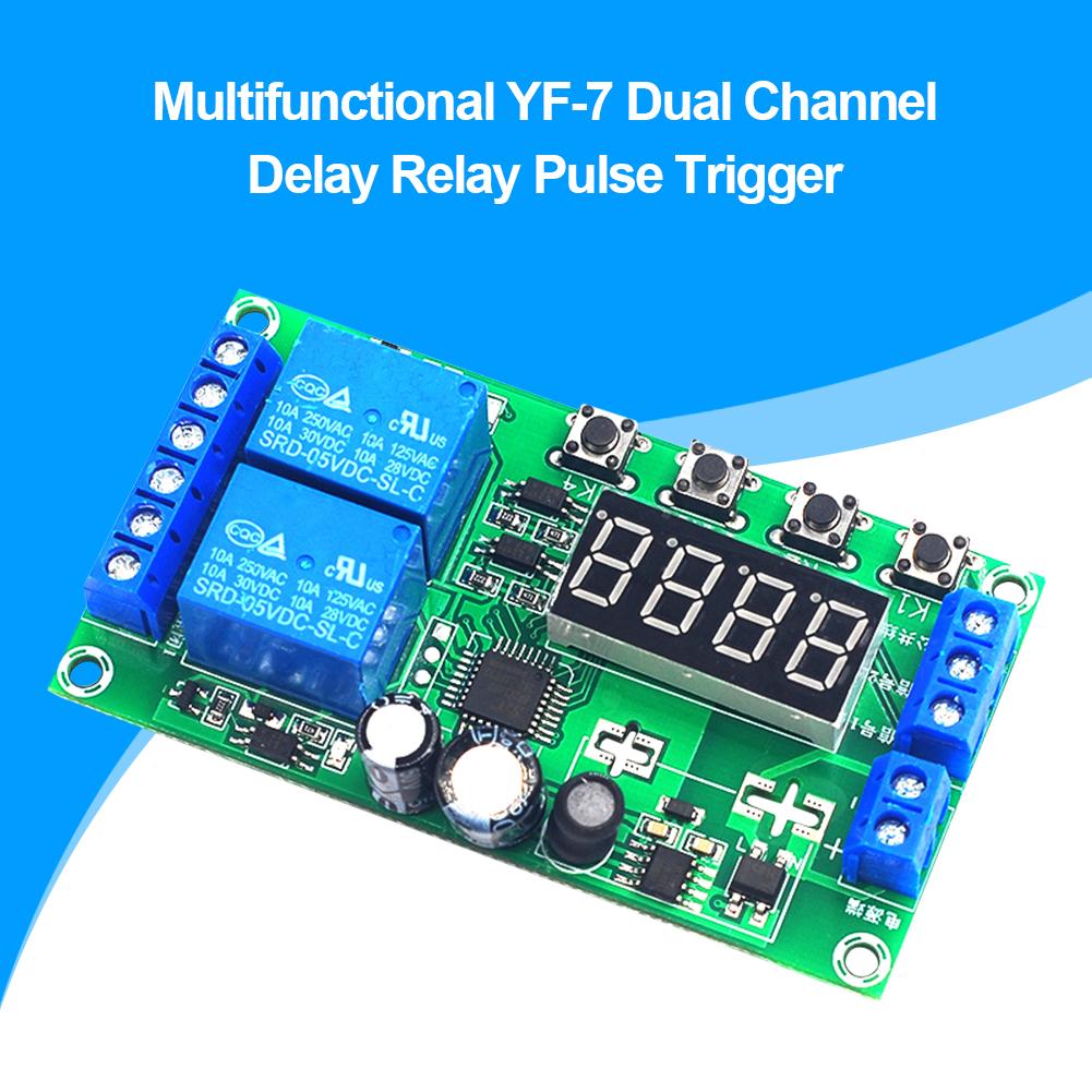 YF-7 Dual-Channel Delay Relay Module Pulse Trigger Cycle Timer 0.01s-999m 7-30V