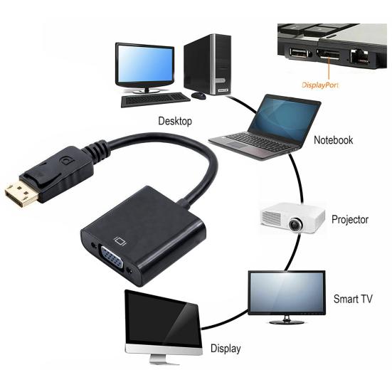 Display Port DP Male to VGA Female Adapter Converter Cable for PC Projector TV