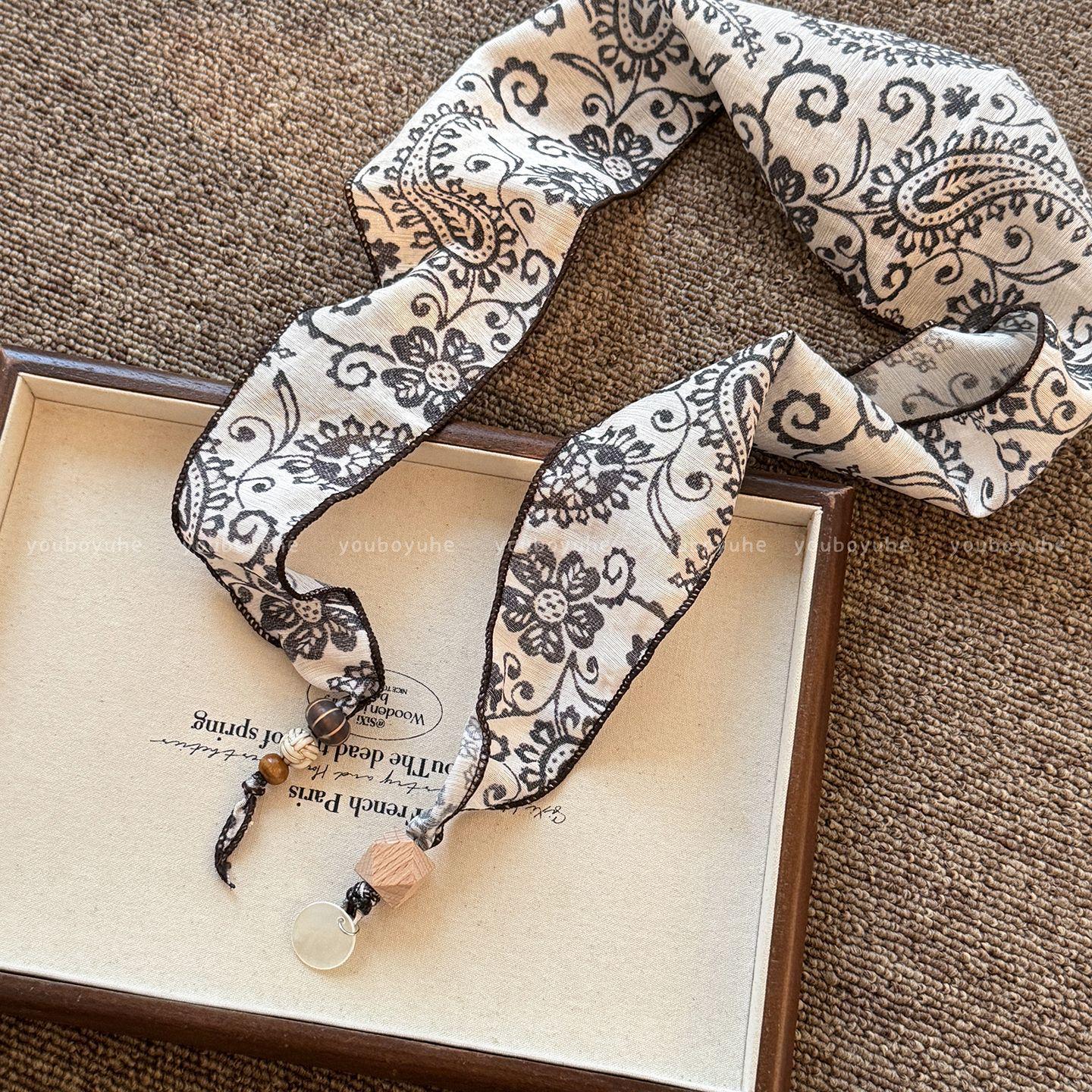 

Женское роскошное шелковое ожерелье-шарф с узором пейсли: Модный шейный платок, повязка для волос и аксессуар для талии класса люкс 2025