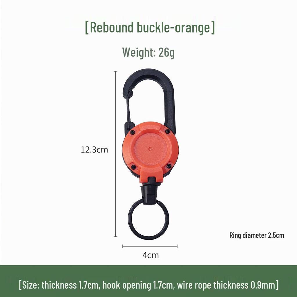 Outdoor Camping Tactical Easy-Pull Telescopic Keychain with Multi-Function Rebound Anti-Lost Wire Rope.