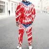 Men Torn Ripped Effect American Flag Star Print Long Sleeve Sweatshirt And Jogger Pants Two Piece Outfit
