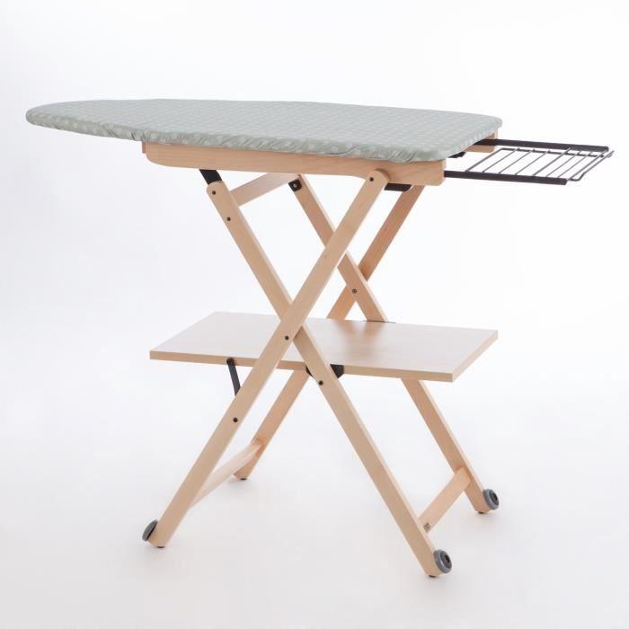 Arredamenti italia ar_it - 621 stirocomodo planche à repasser réglable/pliable hêtre massif couleur naturelle 135 x 88 x 45 cm