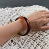 SHIXIN 5 Stile Vintage Braun Off-Weiß Dickes Harz Acryl Armreif Armband für Damen Trend Unregelmäßige Geometrie Rund Breit Armreif