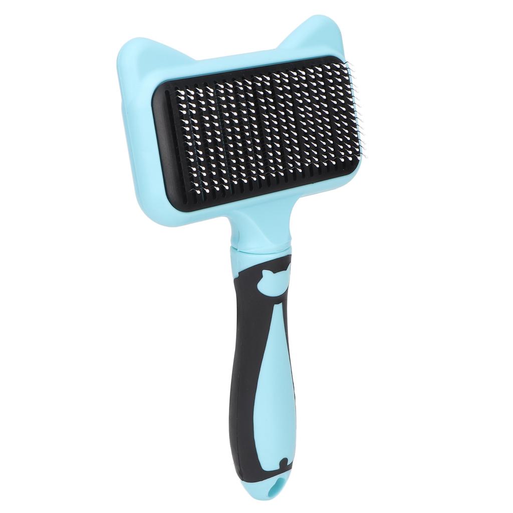 Cat Grooming Brush 140 Degree Curved Teeth Massage Function Pet Self Cleaning Brush with Resin Protection Point Blue