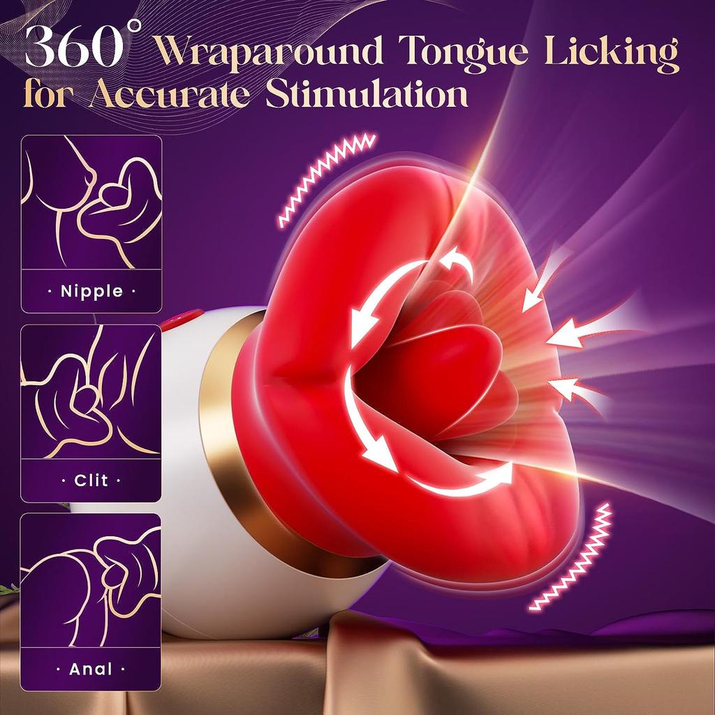Rose-Vibrator Adult Sex Toys for Women Mouth Sucking Vibrators Tongue Licking Sucking Anal Clit Nipple Vibration Female Couples