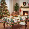 Christmas Themed Round Tablecloth Waterproof Washable, Snowman Reindeer Gift Tree Print, Indoor And Outdoor Decorative Tablecloth