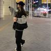 Oversized Fleece-Lined Baseball Jacket Men Women Streetwear Loose Fit Hoodless Coat In Black Khaki
