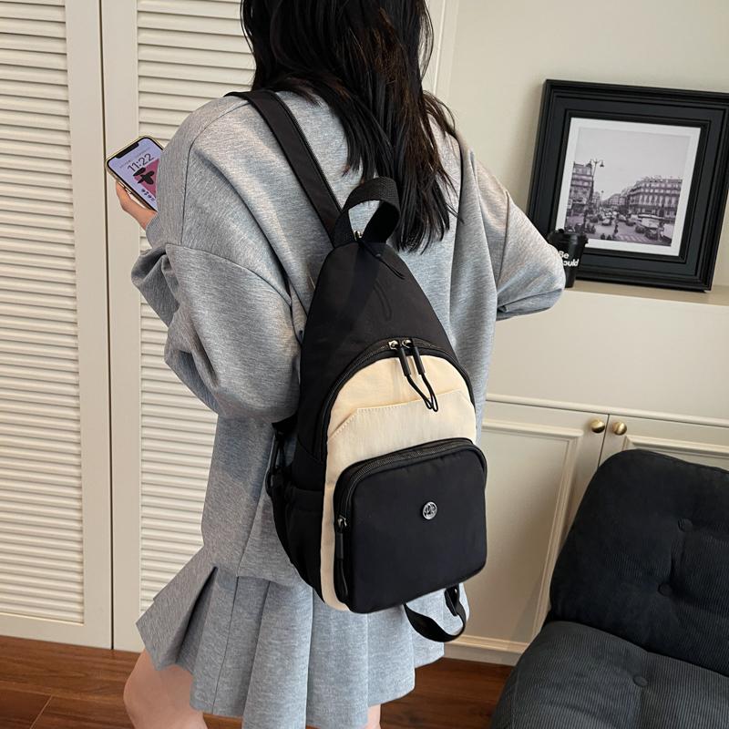 Damen Kleiner Rucksack Multifunktionale Brusttasche Kontrastfarbe Outdoor Schulter Umhängetasche
