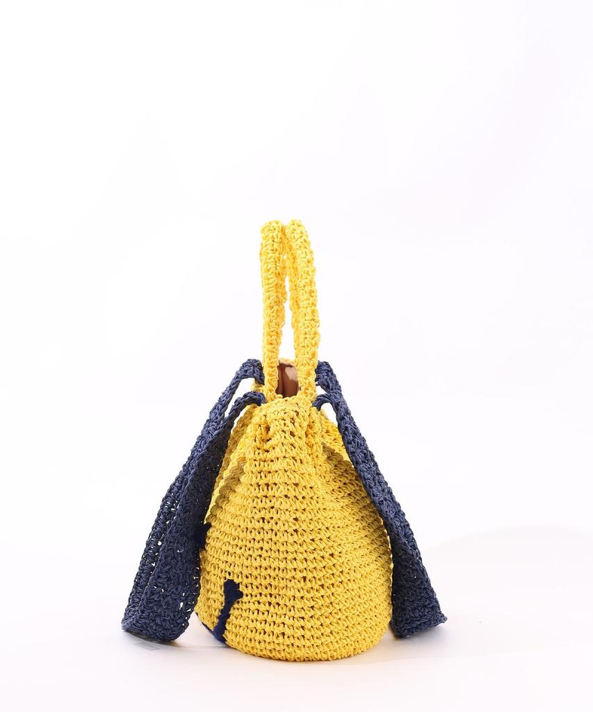 Cuco SMILEY 2-Handle Tucked Basket Shoulder Bag, Women's, Yellow (034)