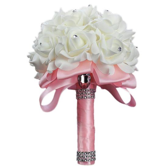 1 Bouquet Bride Bridesmaid Handmade Wedding Party Rhinestone Artificial Flower