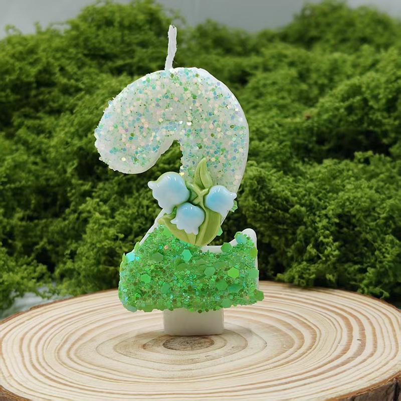 Lily of The Valley Flower Multi-Specification Creative Digital Candle Handmade Cake Decoration Premium Party Children's Year-old Candle