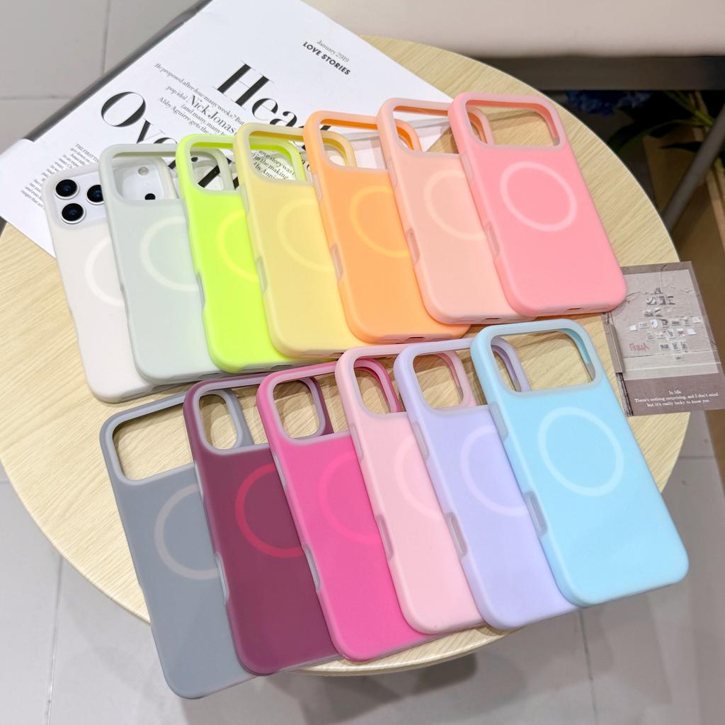 Frosted Jelly ForMagsafe Silicone Case ForiPhone 17 Air 16 15 14 13 12 11 Pro Max Fluorescent Color Magnetic Shockproof Cover