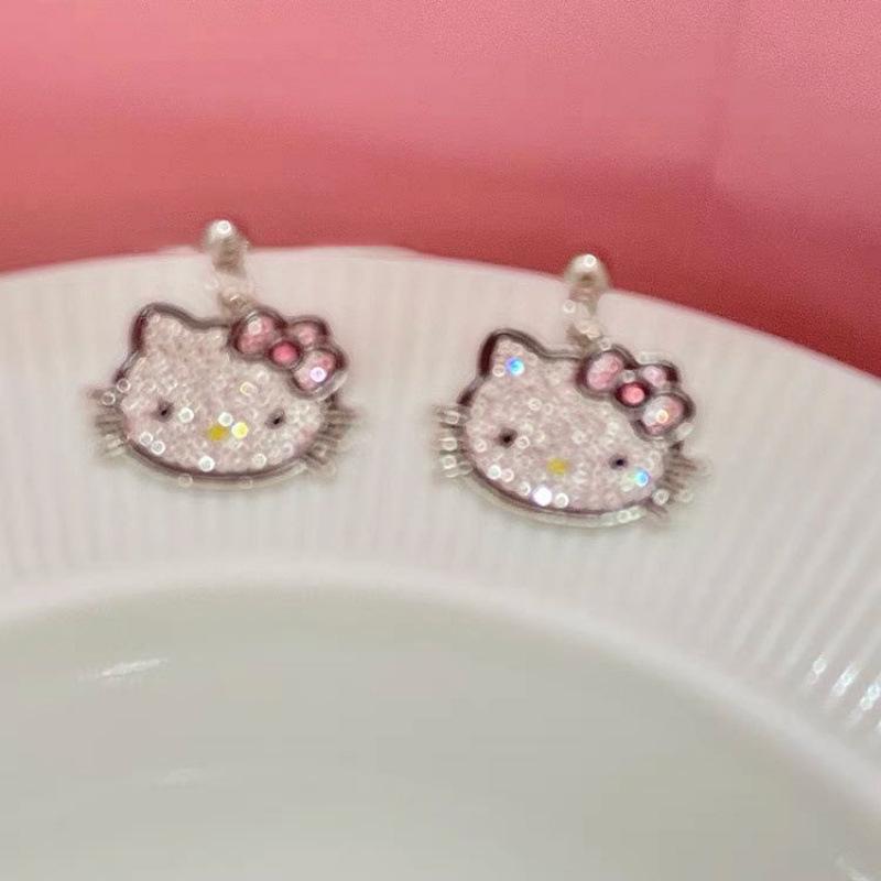 Kitty Cat Full Diamond Stud Earrings - Cute & Trendy Dangle Earrings for Students and Best Friends