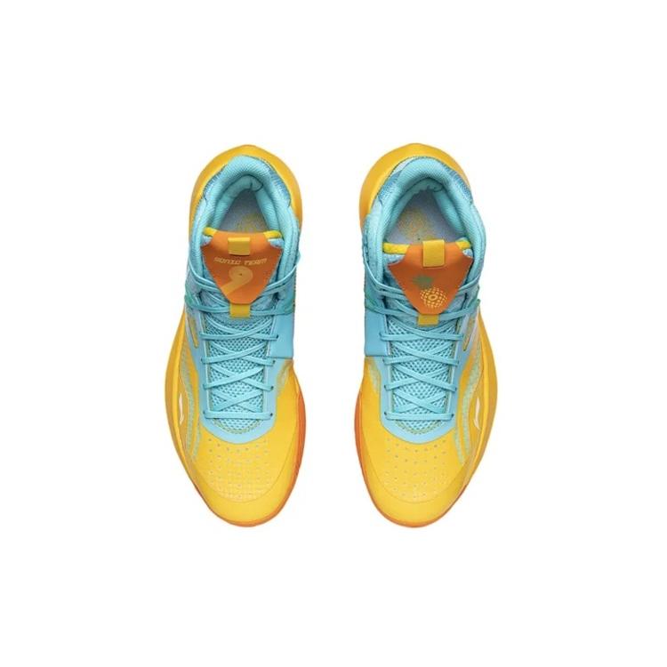 New LINING Sonic 9 Team Basketball Shoes Men Mid Top Yellow/Blue ABPR017-2