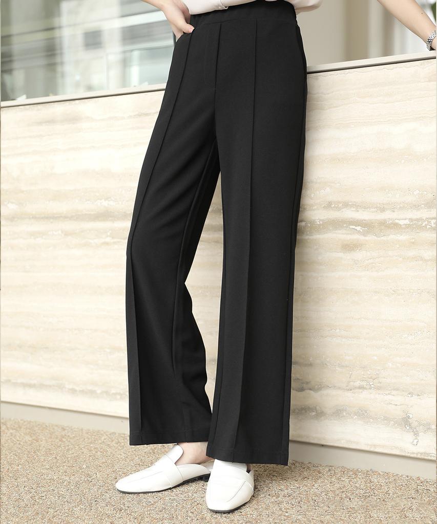 Ppaeppae Back Elastic Cut Stretch Wide Slacks Pants