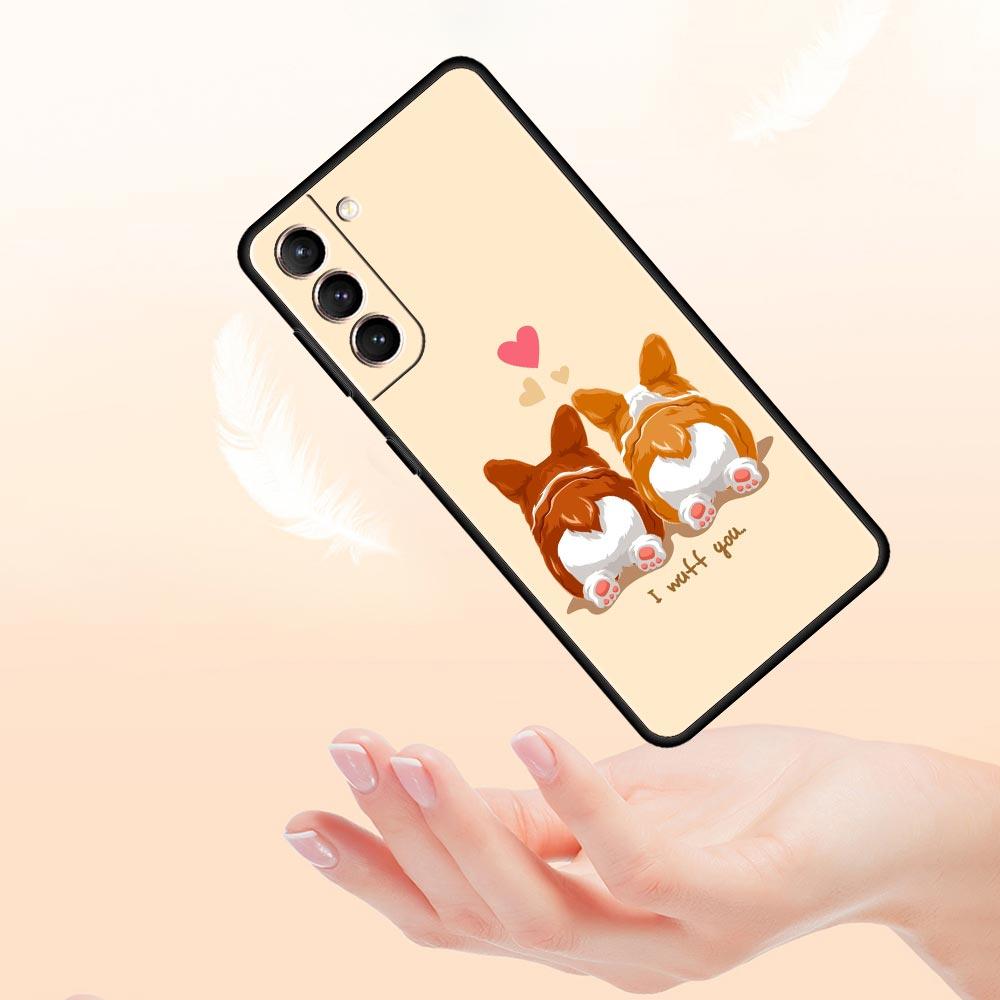 Cute Corgi Dog Phone Case for Samsung Galaxy S26 S25 S24 S23 S22 S20 S21 FE Ultra S25 Edge Plus 5G Soft TPU Cover Fundas Capas