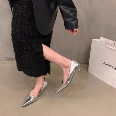 Fashion New Fashion Women Patent Leather High Heels Lady Pointe Toe Gold Silver Heels Pumps Female Wedding Bridal Shoes Plus Size 35-45