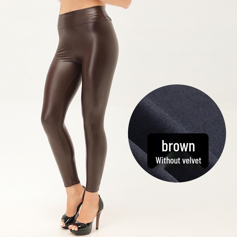 

2026 Autumn/Winter Plus Size Glossy PU Leather High Waist Slimming Pants for Women S