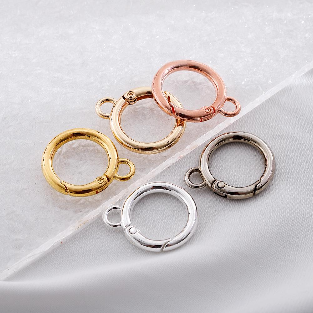 5Pcs Alloy O Ring Spring Clasps With Hole Openable Round Carabiner Keychain Bag Clips Hook Connector For DIY Jewelry Key Rings