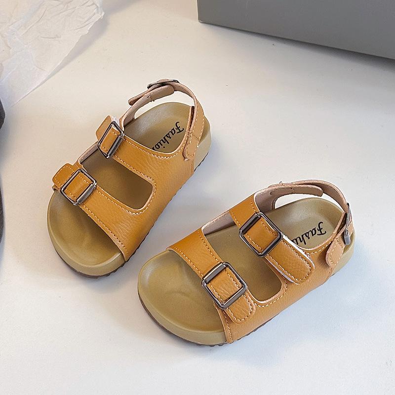 

Boys open-toe sandals2026Summer new solid color girls beach sandals for young children, simple design 21Inner Length14CM жёлтый
