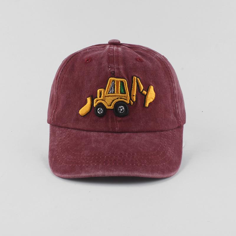 New Washed Cotton Baby Baseball Caps Cartoon Excavator Embroidery Kids Cap Outdoor Summer Snapback Hats For Boys Girls