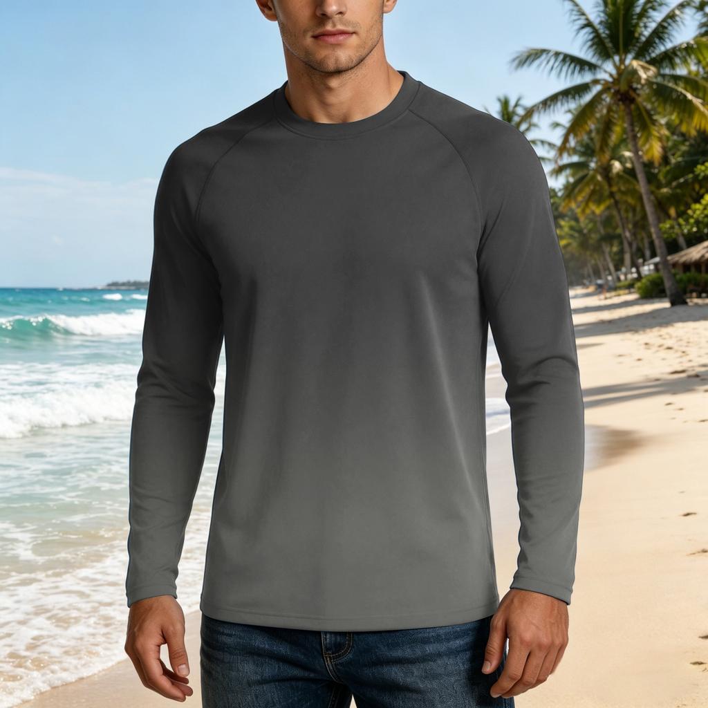 Men's UPF50+ Sun Protection Long Sleeve Shirt Stretch Fabric Lightweight Breathable Outdoor Activewear Top