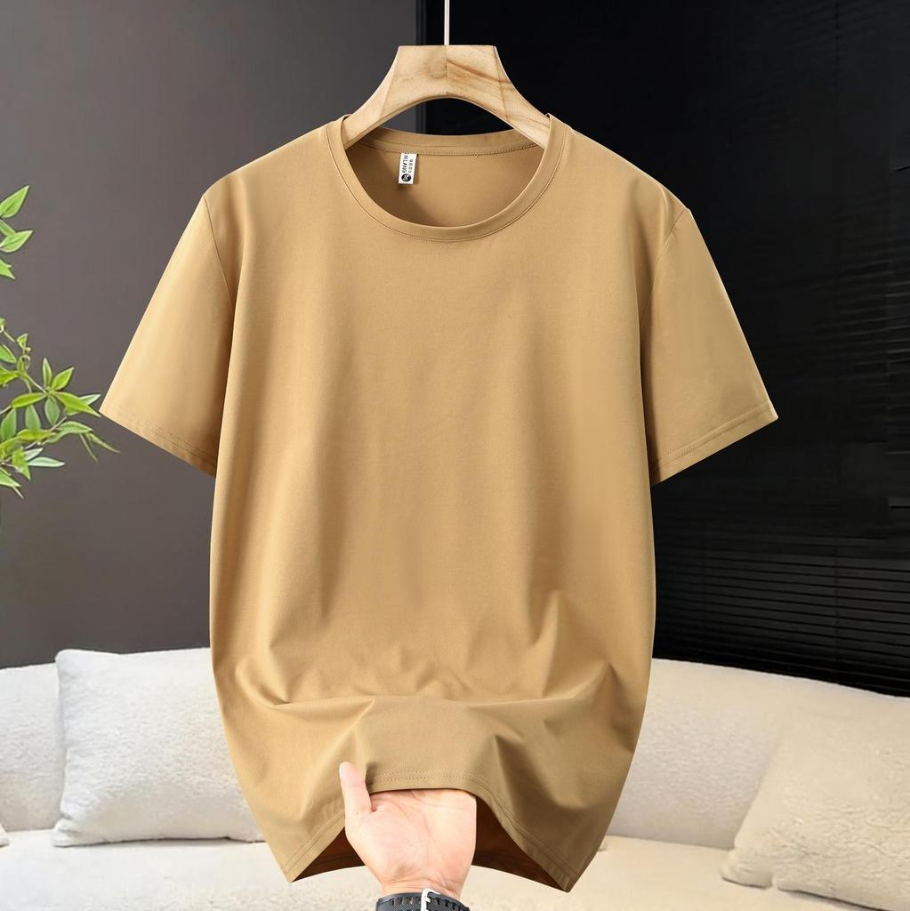 T-shirt da uomo tinta unita con scollo rotondo – Taglia forte, manica corta, vestibilità ampia, basica (5XL-13XL)