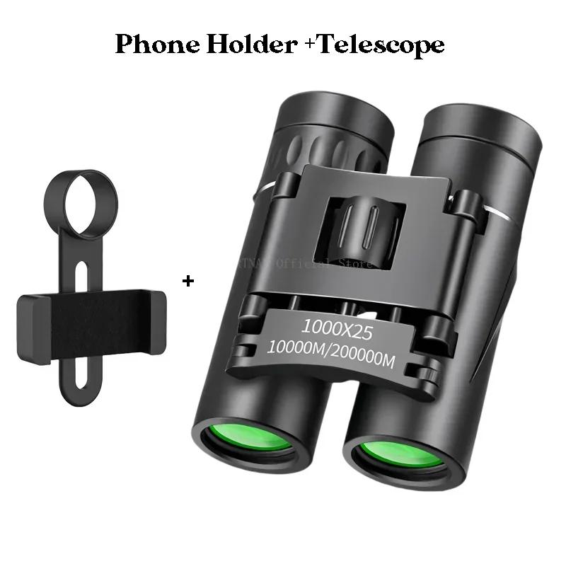 1000x25 HD Binoculars Long Range Folding Mini Telescope with BAK4 FMC Optics for Hunting Sports Outdoor Camping Travel