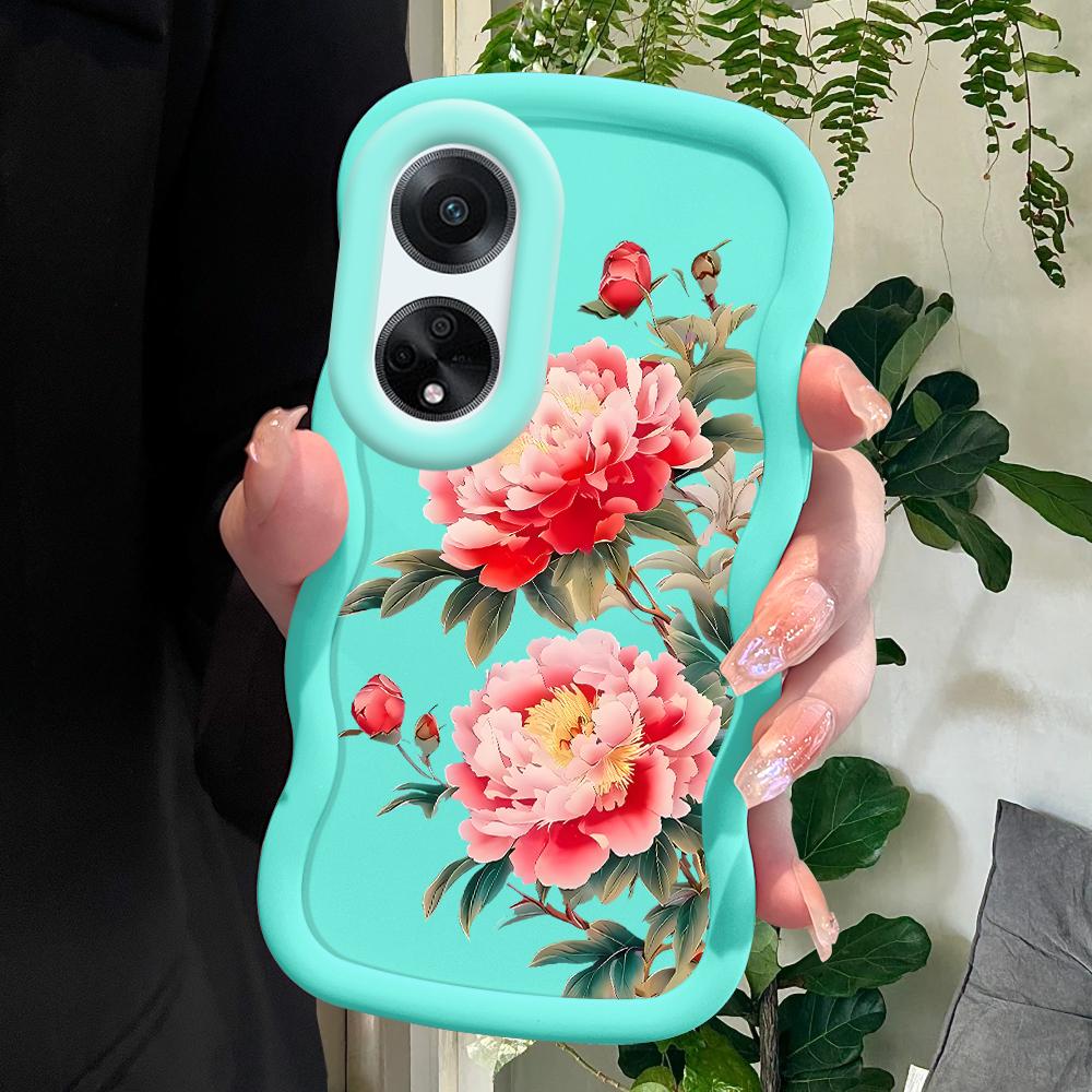 

Окрашенный узор Big Wave Edge Мягкий силиконовый материал Macaron чехол для телефона противоударный защитный резиновый чехол для OPPO Reno Realme OPPO Reno13 F 5G синий