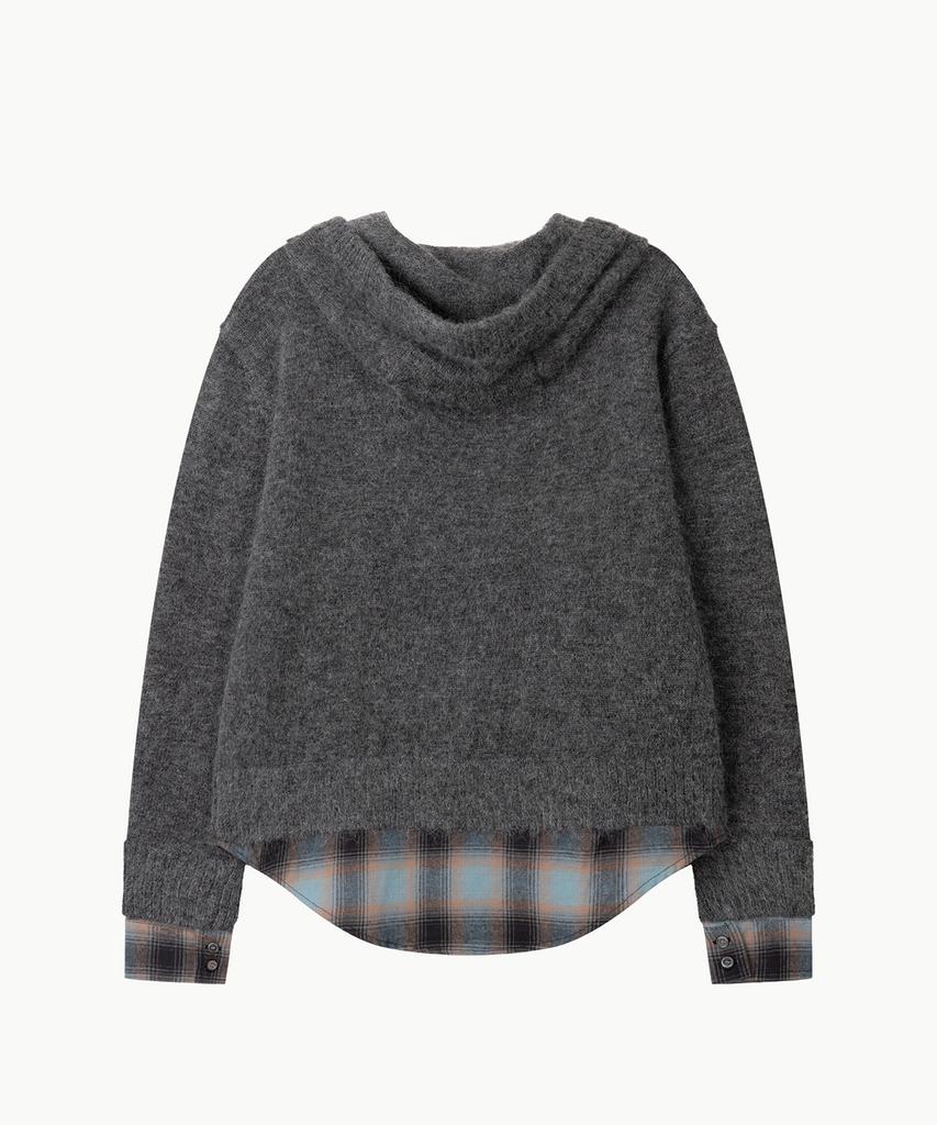 Leondi Blended Layer Hoodie Knit - Charcoal