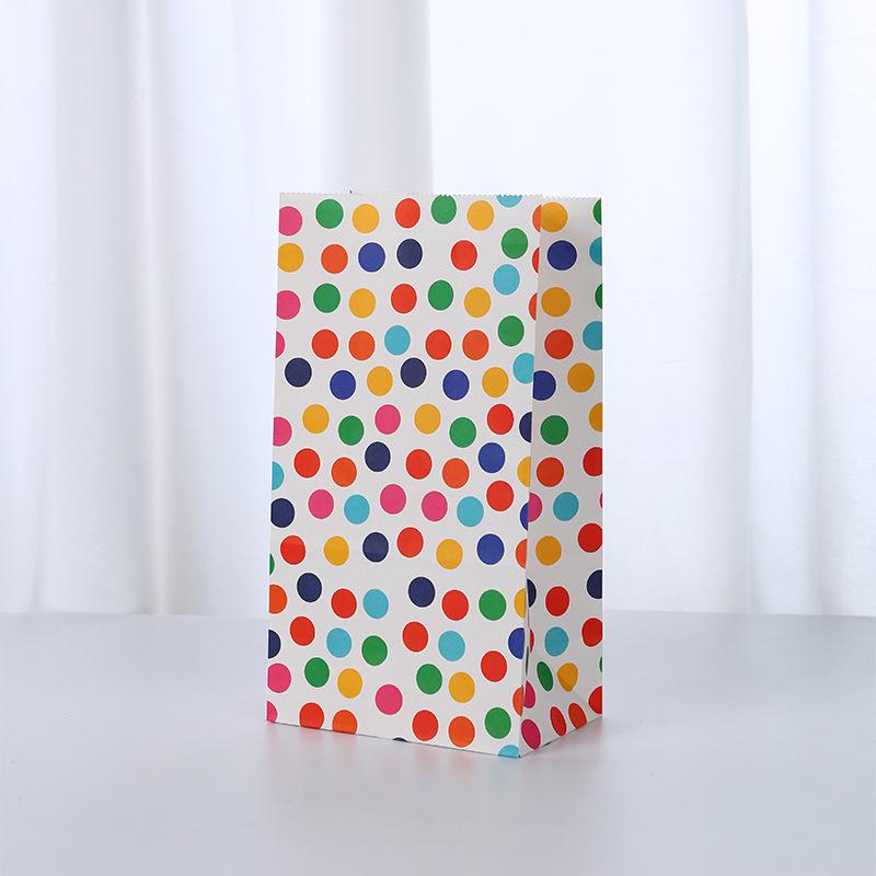 Spot Rainbow Striped Candy Bag - Colorful Party Decoration Gift Bag for Baking, Handleless Kraft Paper